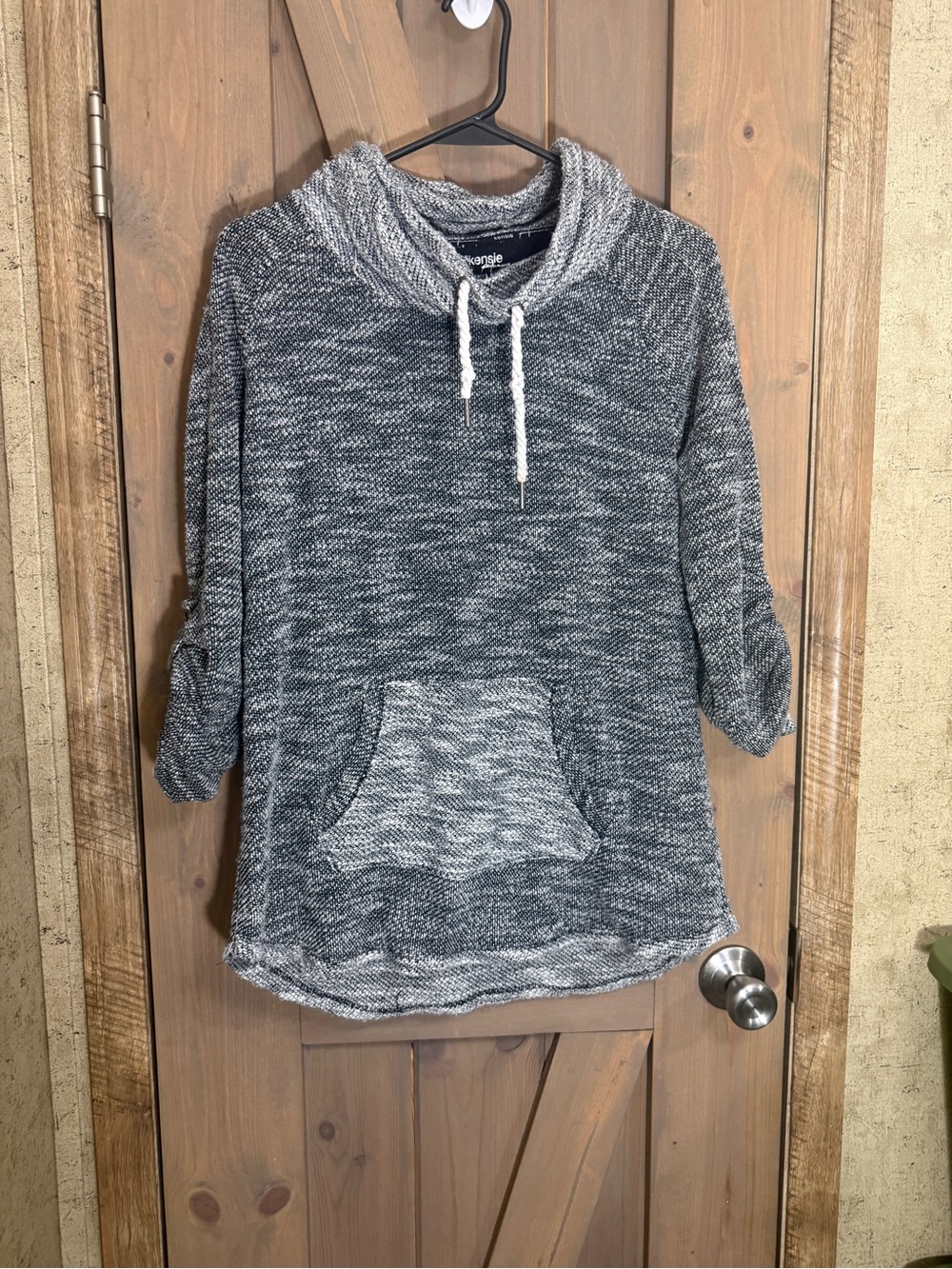 Kensie Women's Black & White Marled Hoodie Pullover